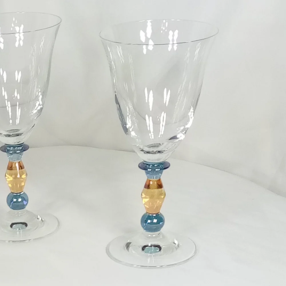 Set Of 3 Mikasa Estate Clear Amber Wine Glass Goblet